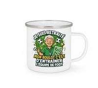 quotedazur - Mug je suis retraité mon boulot c'est d'entrainer l'équipe de foot - Tasse Cadeau Football Homme - Blanc/Emaillé