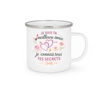 quotedazur - Mug Je suis ta meilleure amie et je connais tous tes secrets - Tasse Cadeau Meilleure amie Femme - Blanc/Emaillé