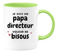 quotedazur - Mug Je Suis Un Papa Directeur Voleur De Bisous - Vert/Céramique