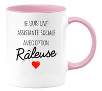 quotedazur - Mug Je Suis Une Assistante Sociale Avec Option Râleuse - Rose/Céramique