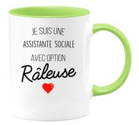 quotedazur - Mug Je Suis Une Assistante Sociale Avec Option Râleuse - Vert/Céramique