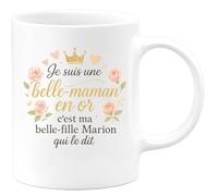 quotedazur - Mug Je suis une belle-maman en or c'est ma belle-fille qui le dit - Tasse Cadeau Belle-mère Personnalisé Femme - Blanc/Céramique