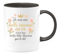 quotedazur - Mug Je suis une belle-maman en or c'est ma belle-fille qui le dit - Tasse Cadeau Belle-mère Personnalisé Femme - Noir/Céramique