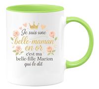 quotedazur - Mug Je suis une belle-maman en or c'est ma belle-fille qui le dit - Tasse Cadeau Belle-mère Personnalisé Femme - Vert/Céramique
