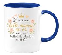 quotedazur - Mug Je suis une belle-maman en or c'est ma belle-fille qui le dit - Tasse Cadeau Belle-mère Personnalisé Femme - Bleu/Céramique