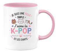 quotedazur - Mug Je Suis Une Fille Simple Jaime La K-POP Et Les Chats Bleu/Céramique