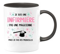quotedazur - Mug Je Suis Une Infirmière Pas Magicienne Mais Fais Des Merveilles Noir/Céramique
