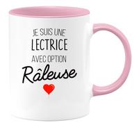 quotedazur - Mug Je Suis Une Lectrice Avec Option Râleuse - Rose/Céramique