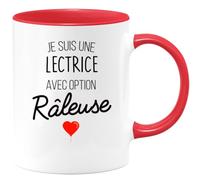 quotedazur - Mug Je Suis Une Lectrice Avec Option Râleuse - Rouge/Céramique