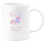 quotedazur - Mug Je suis une licorne, pas un poney déguisé - Tasse Cadeau Licorne Femme - Blanc/Céramique