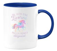 quotedazur - Mug Je suis une licorne, pas un poney déguisé - Tasse Cadeau Licorne Femme - Bleu/Céramique