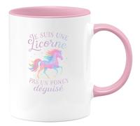 quotedazur - Mug Je suis une licorne, pas un poney déguisé - Tasse Cadeau Licorne Femme - Rose/Céramique