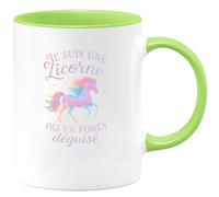 quotedazur - Mug Je suis une licorne, pas un poney déguisé - Tasse Cadeau Licorne Femme - Vert/Céramique