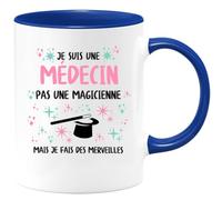 quotedazur - Mug Je Suis Une Médecin Pas Magicienne Mais Fais Des Merveilles Bleu/Céramique