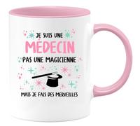 quotedazur - Mug Je Suis Une Médecin Pas Magicienne Mais Fais Des Merveilles Rose/Céramique
