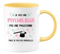 quotedazur - Mug Je Suis Une Psychologue Pas Magicienne Mais Fais Des Merveilles Jaune/Céramique