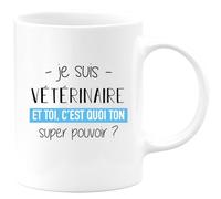 quotedazur - Mug Je Suis Veterinaire Et Toi C'est Quoi Ton Super Pouvoir - Blanc/Céramique