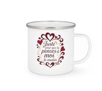 quotedazur - Mug Juste pour que tu penses à moi le matin - Tasse Cadeau Saint-Valentin, Amour, Couple Femme - Blanc/Emaillé