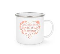 quotedazur - Mug juste pour que tu penses à moi le matin - Tasse Cadeau Saint-Valentin, Amour, Couple Femme - Blanc/Emaillé