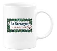 quotedazur - Mug La bretagne dans mon coeur - Tasse Cadeau Bretagne, Breton Homme - Blanc/Céramique