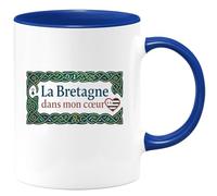 quotedazur - Mug La bretagne dans mon coeur - Tasse Cadeau Bretagne, Breton Homme - Bleu/Céramique