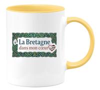 quotedazur - Mug La bretagne dans mon coeur - Tasse Cadeau Bretagne, Breton Homme - Jaune/Céramique