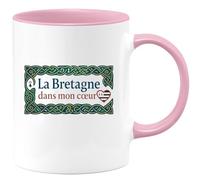 quotedazur - Mug La bretagne dans mon coeur - Tasse Cadeau Bretagne, Breton Homme - Rose/Céramique