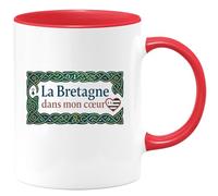 quotedazur - Mug La bretagne dans mon coeur - Tasse Cadeau Bretagne, Breton Homme - Rouge/Céramique