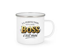 quotedazur - Mug La perfection a un nom : Boss, c'est moi - Tasse Cadeau Boss Homme - Blanc/Emaillé