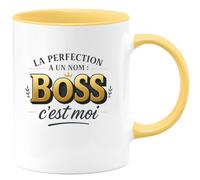 quotedazur - Mug La perfection a un nom : Boss, c'est moi - Tasse Cadeau Boss Homme - Jaune/Céramique