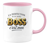 quotedazur - Mug La perfection a un nom : Boss, c'est moi - Tasse Cadeau Boss Homme - Rose/Céramique
