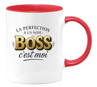 quotedazur - Mug La perfection a un nom : Boss, c'est moi - Tasse Cadeau Boss Homme - Rouge/Céramique