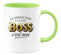 quotedazur - Mug La perfection a un nom : Boss, c'est moi - Tasse Cadeau Boss Homme - Vert/Céramique