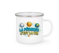 quotedazur - Mug la pétanque c'est la vie - Tasse Cadeau Pétanque Homme - Blanc/Emaillé
