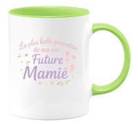 quotedazur - Mug La plus belle promotion de ma vie : Future Mamie - Tasse Cadeau Annonce Grossesse Naissance Mamie Femme - Vert/Céramique