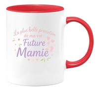 quotedazur - Mug La plus belle promotion de ma vie : Future Mamie - Tasse Cadeau Annonce Grossesse Naissance Mamie Femme - Rouge/Céramique