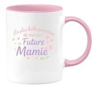 quotedazur - Mug La plus belle promotion de ma vie : Future Mamie - Tasse Cadeau Annonce Grossesse Naissance Mamie Femme - Rose/Céramique