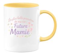 quotedazur - Mug La plus belle promotion de ma vie : Future Mamie - Tasse Cadeau Annonce Grossesse Naissance Mamie Femme - Jaune/Céramique