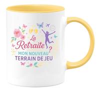 quotedazur - Mug La Retraite ? Mon Nouveau Terrain de Jeu - Tasse Cadeau Retraite Femme - Jaune/Céramique
