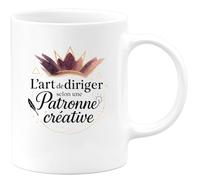 quotedazur - Mug L'art de diriger selon une Patronne créative - Tasse Cadeau Patronne Femme - Blanc/Céramique