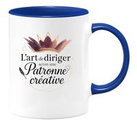 quotedazur - Mug L'art de diriger selon une Patronne créative - Tasse Cadeau Patronne Femme - Bleu/Céramique