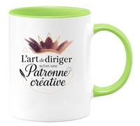 quotedazur - Mug L'art de diriger selon une Patronne créative - Tasse Cadeau Patronne Femme - Vert/Céramique