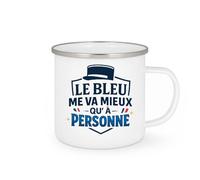 quotedazur - Mug Le bleu me va mieux qu'à personne - Tasse Cadeau Gendarme Homme - Blanc/Emaillé