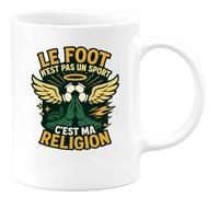 quotedazur - Mug le foot n'est pas un sport, c'est ma religion - Tasse Cadeau Football Homme - Blanc/Céramique