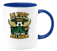 quotedazur - Mug le foot n'est pas un sport, c'est ma religion - Tasse Cadeau Football Homme - Bleu/Céramique