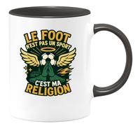 quotedazur - Mug le foot n'est pas un sport, c'est ma religion - Tasse Cadeau Football Homme - Noir/Céramique
