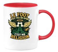 quotedazur - Mug le foot n'est pas un sport, c'est ma religion - Tasse Cadeau Football Homme - Rouge/Céramique