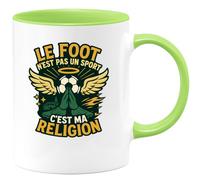 quotedazur - Mug le foot n'est pas un sport, c'est ma religion - Tasse Cadeau Football Homme - Vert/Céramique