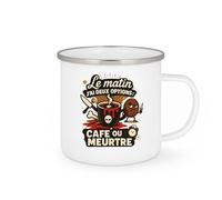 quotedazur - Mug Le matin j'ai deux options : café ou meurtre - Tasse Cadeau Humour Femme - Blanc/Emaillé