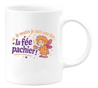 quotedazur - Mug le matin je suis une fée... la fée pachier ! - Tasse Cadeau Humour Femme - Blanc/Céramique